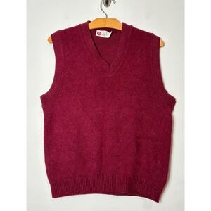 Kings Road Sears VTG 70s Sweater Vest Mens L Mohair Blend Classic V-Neck Grandpa